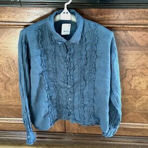 COPY - Free PeopleXCP Shades teal linen shirt, Size S (generous)